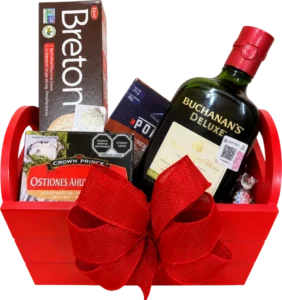 Canasta de Madera de DILSA, regalo ejecutivo en Gómez Palacio: Buchanan's 12 años, ostiones y galletas Bretón