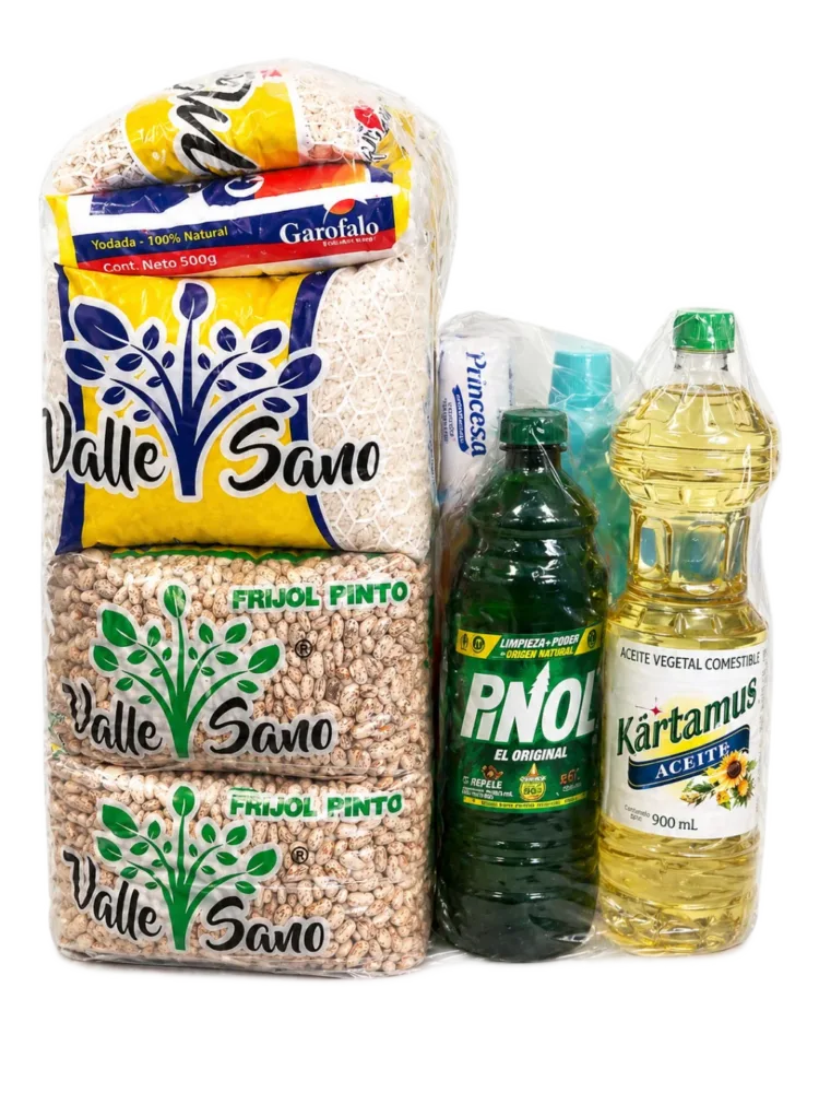Despensa No. 10 de DILSA para empresas en La Laguna, de frente: arroz, frijol pinto, limpiador y aceite