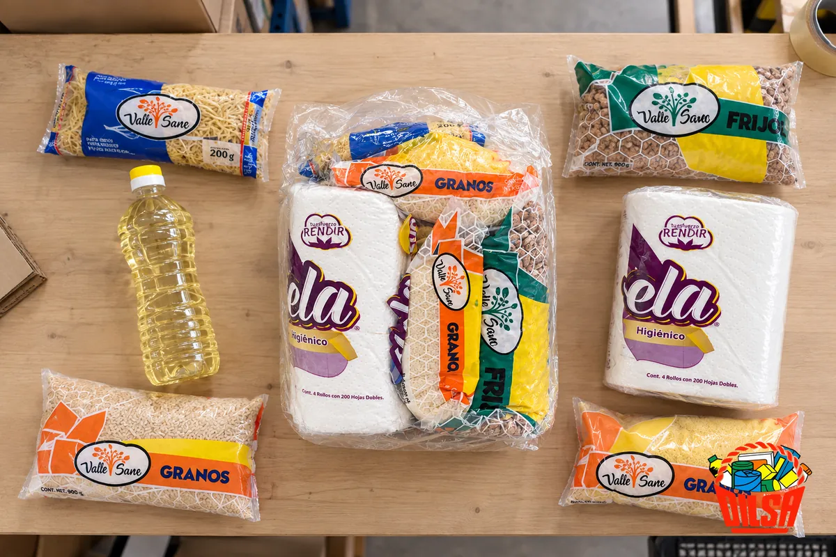 Despensa básica No. 1 de DILSA con frijol, arroz, aceite y papel higiénico