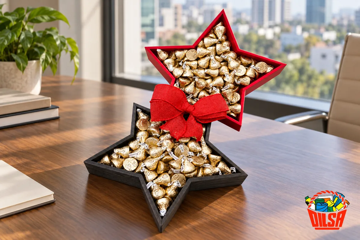 Estrella Chocolatera de DILSA, estrella de madera con chocolates Kisses